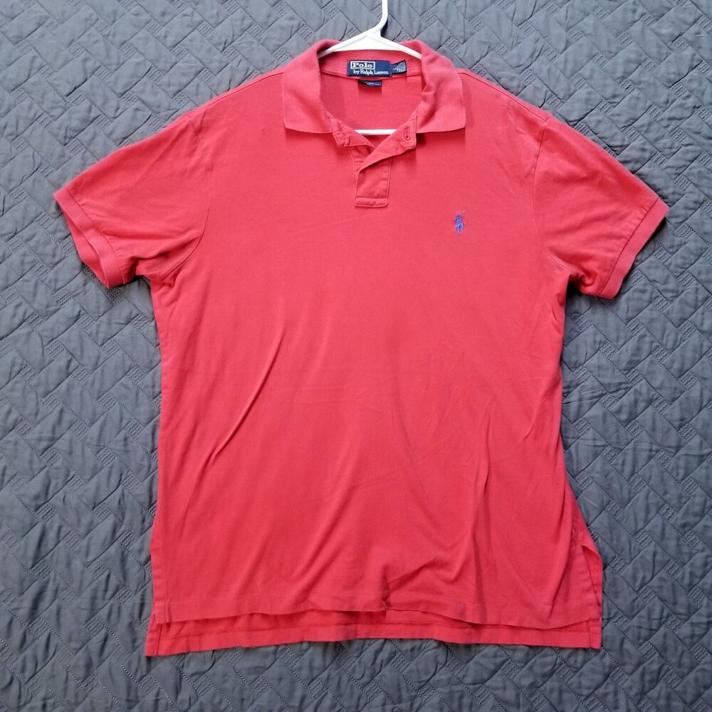 Polo By Ralph Lauren Shirt Mens L Red Custom Fit‎ Short Sleeve Collared